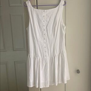 White Sleeveless Button-Down Dress